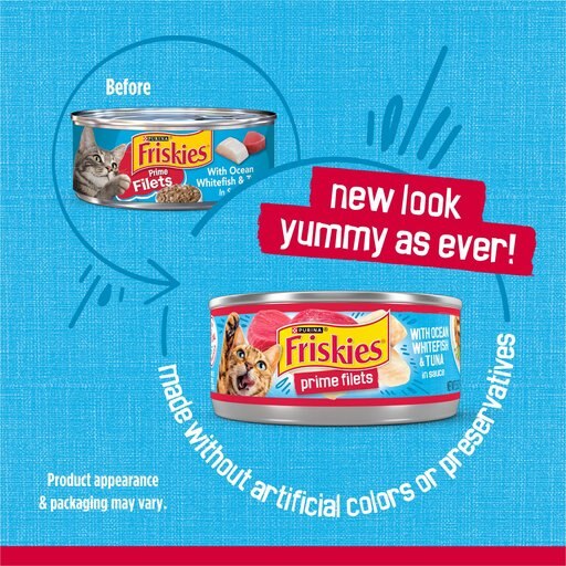 Friskies Prime Filets with Ocean Whitefish & Tuna in Sauce Canned Cat Food, 5.5-oz, case of 24