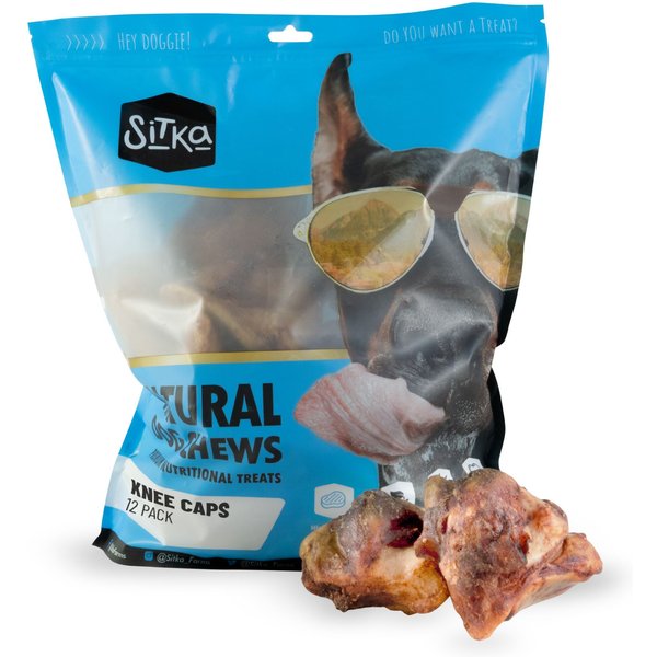 SITKA FARMS Beef Knee Caps Dog Bones, Large, 12 count