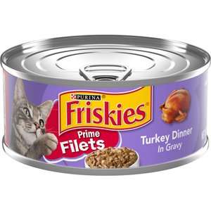 Friskies Prime Filets Turkey Dinner in Gravy Canned Cat Food, 5.5-oz, case of 24