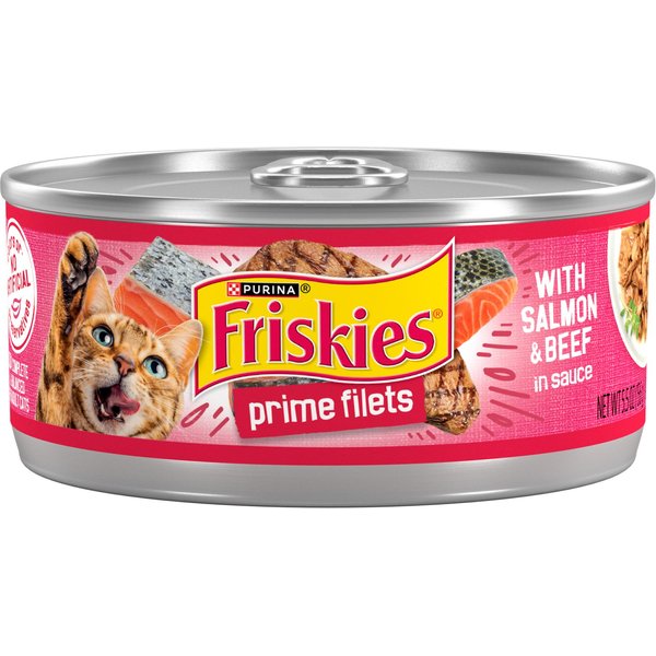 FRISKIES Prime Filets with Salmon & Beef in Sauce Canned Cat Food, 5.5 ...