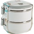 Pounce + Fetch Round 2-Tier Stainless Steel Insulated Cat & Dog Bowls, White, 48-oz