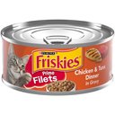 Friskies Prime Filets Chicken & Tuna Dinner in Gravy Canned Cat Food, 5.5-oz, case of 24