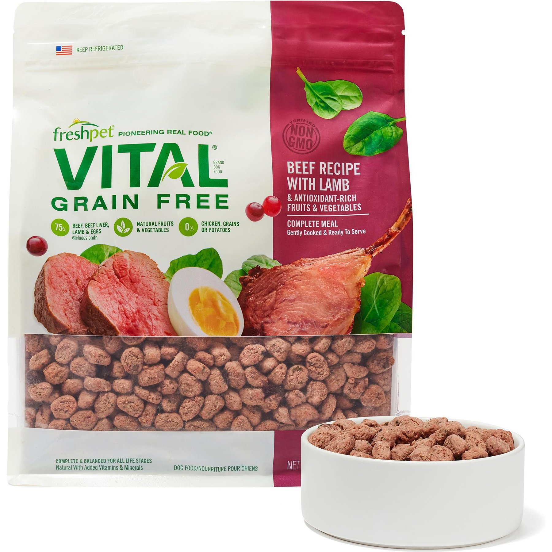 FRESHPET Vital Beef Lamb Grain Free Fresh Dog Food 5.5 lb bag bundle of 2 Chewy