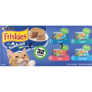 Friskies Classic Pate Seafood Favorites Variety Pack Canned Cat Food, 5.5-oz, case of 32