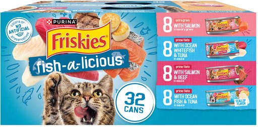 Friskies Fish-A-Licious Variety Pack Canned Cat Food, 5.5-oz, case of 32