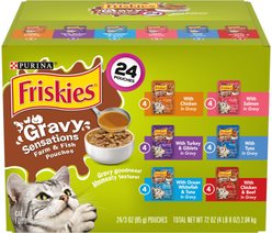 Friskies Gravy Sensations Farm & Fish Variety Cat Food, 3-oz pouches, case of 24