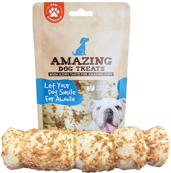 AMAZING DOG TREATS 1012in Beef Cheek Roll Bully Dust Flavor Dog