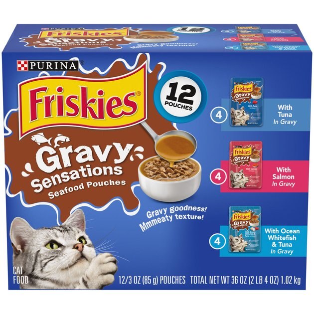 FRISKIES Gravy Sensations Seafood Favorites Wet Cat Food Pouches, 3oz
