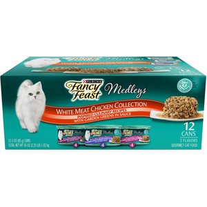Fancy Feast Medleys White Meat Chicken Recipe Variety Collection Pack Canned Cat Food, 3-oz, case of 12