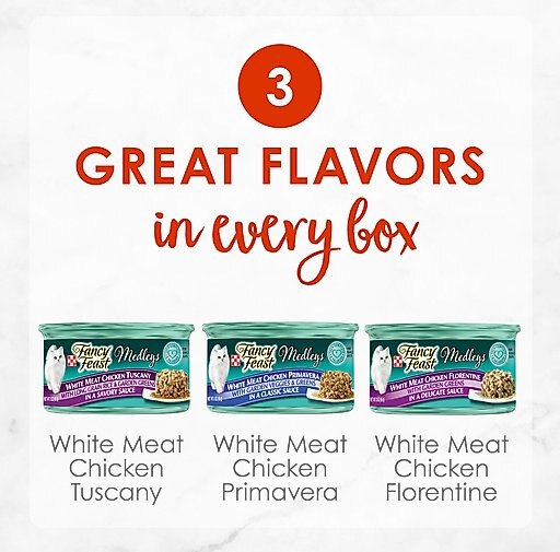 Fancy Feast Medleys White Meat Chicken Recipe Variety Collection Pack Canned Cat Food, 3-oz, case of 12