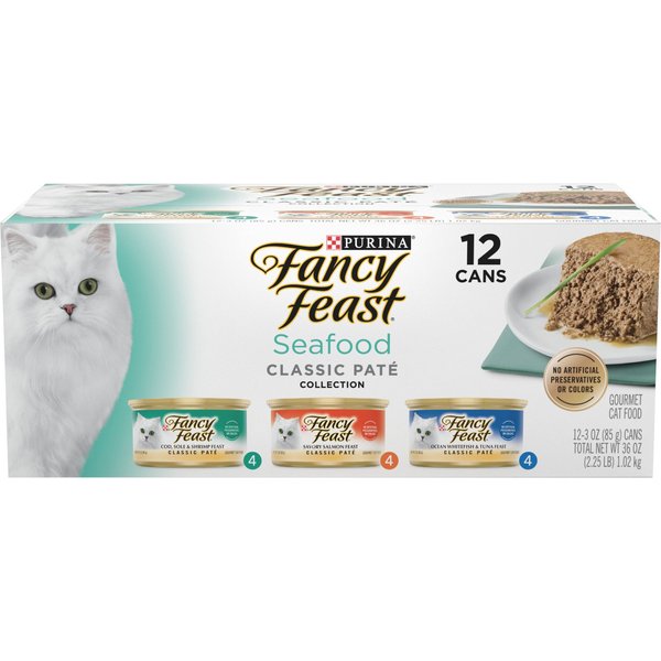 FANCY FEAST Classic Seafood Feast Variety Pack Canned Cat Food, 3-oz ...
