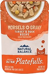 Natural Balance Platefulls Indoor Formula Turkey & Duck Formula in Gravy Grain-Free Cat Food Pouches, 3-oz pouch, case of 24