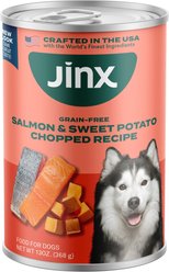 Jinx Salmon & Sweet Potato Chopped Recipe Grain-Free Wet Dog Food, 13-oz can, case of 12