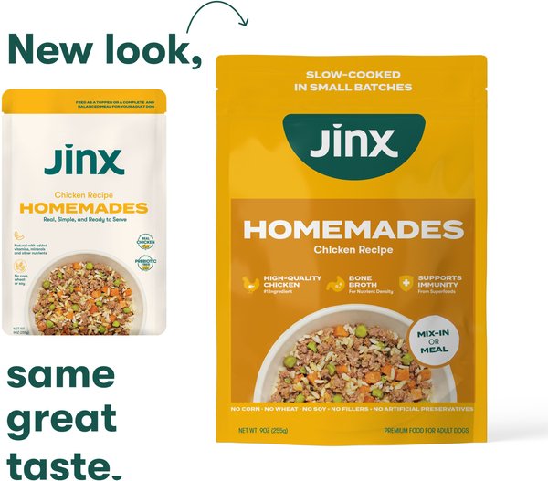 Jinx Salmon & Chicken Homemades Grain-Free Wet Dog Food, 9-oz pouch, case of 12