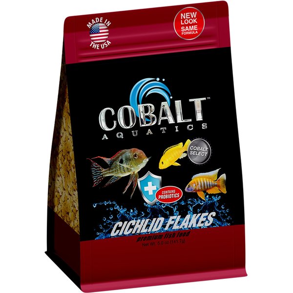 COBALT AQUATICS Select Cichlid Flakes Fish Food, 5oz pouch
