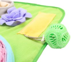 Piggy Poo and Crew Double Bowl Mat with Treat Ball & Paper Crinkle Squeakers Farm Toy, Large slide 2 of 6