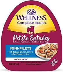 Wellness Petite Entrees Mini-Filets with Roasted Chicken, Carrots & Red Peppers in Gravy Grain-Free Wet Dog Food, 3-oz, case of 24