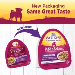 Wellness Petite Entrees Mini-Filets with Tender Turkey, Green Beans & White Sweet Potatoes in Gravy Grain-Free Wet Dog Food, 3-oz, case of 24 slide 2 of 7