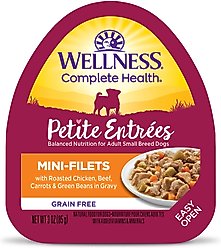 Wellness Petite Entrees Mini-Filets with Roasted Chicken, Beef, Carrots & Green Beans in Gravy Grain-Free Wet Dog Food, 3-oz, case of 24