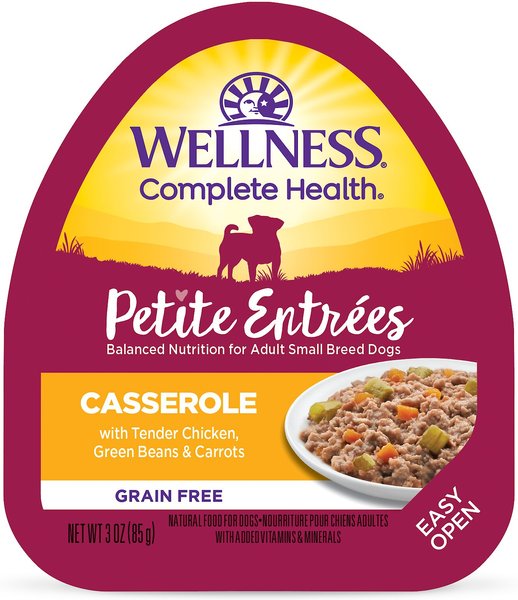 Wellness Petite Entrees Casserole with Tender Chicken, Green Beans & Carrots Grain-Free Wet Dog Food, 3-oz, case of 24 slide 1 of 7