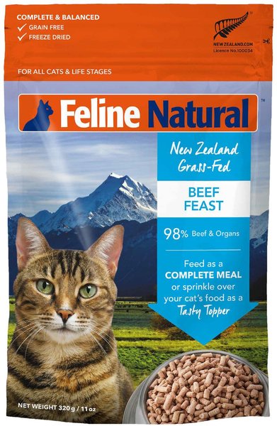 Feline Natural Beef Grain-Free Freeze-Dried Cat Food, 11-oz bag slide 1 of 9