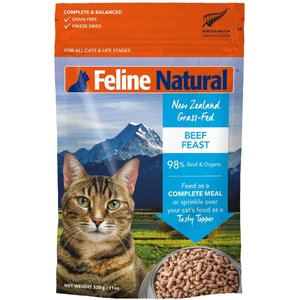 Feline Natural Beef Grain-Free Freeze-Dried Cat Food, 11-oz bag
