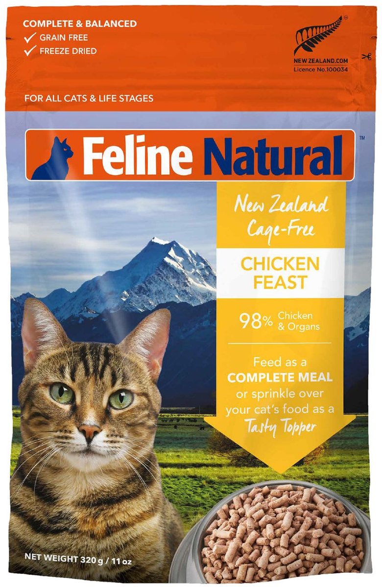 FELINE NATURAL Chicken Grain-Free Freeze-Dried Cat Food, 11-oz bag ...