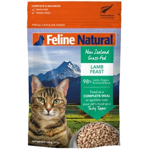 Feline Natural Lamb Grain-Free Freeze-Dried Cat Food, 11-oz bag