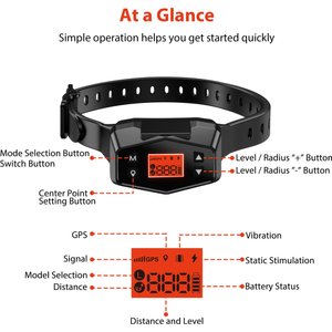 Petdiary F800 GPS Wireless Outdoor Electric Dog GPS & Activity Tracker, Black