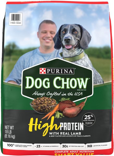 Dog Chow High Protein Recipe with Real Lamb & Beef Flavor Dry Dog Food, 18-lb bag slide 1 of 10