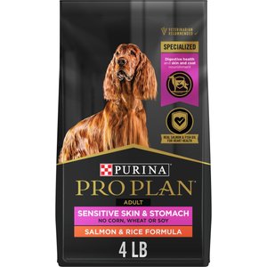 Purina Pro Plan Adult Sensitive Skin & Stomach Salmon & Rice Formula Dry Dog Food, 4-lb bag