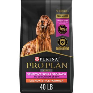Purina Pro Plan Adult Sensitive Skin & Stomach Salmon & Rice Formula Dry Dog Food, 40-lb bag