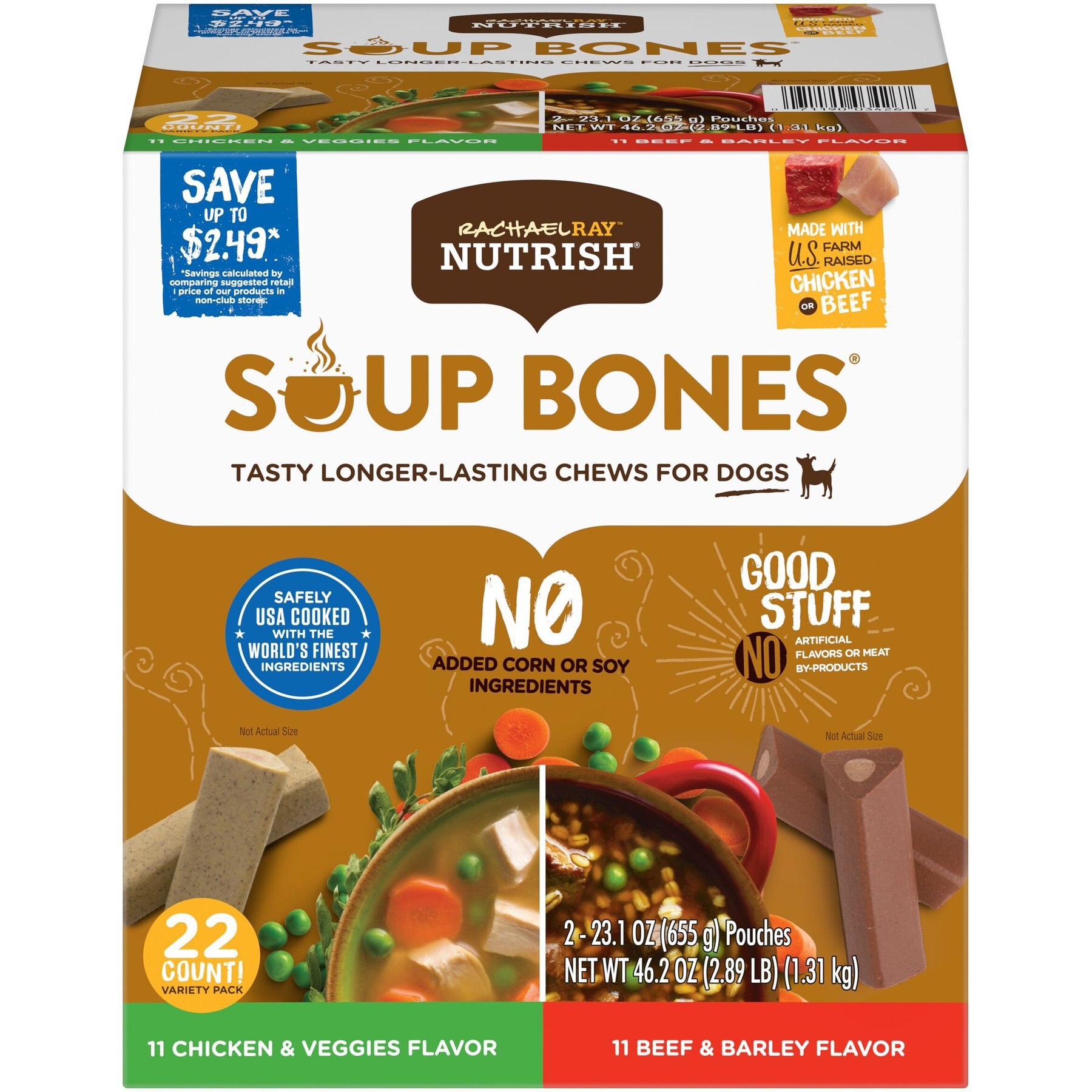 RACHAEL RAY NUTRISH Soup Bones Long Lasting Chews Variety Pack Dog