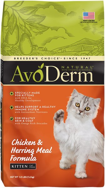 AvoDerm Natural Kitten Chicken & Herring Meal Formula Dry Cat Food, 3.5-lb bag slide 1 of 8