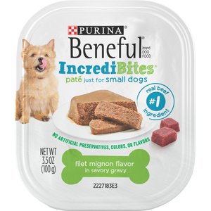 Purina Beneful IncrediBites Filet Mignon Flavor in a Savory Gravy Pate Small Wet Dog Food, 3.5-oz can, case of 12