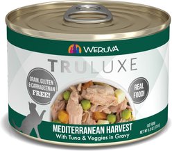 Weruva Truluxe Mediterranean Harvest with Tuna & Veggies in Gravy Grain-Free Canned Cat Food, 6-oz, case of 24