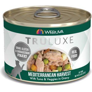 Weruva Truluxe Mediterranean Harvest with Tuna & Veggies in Gravy Grain-Free Canned Cat Food, 6-oz, case of 24