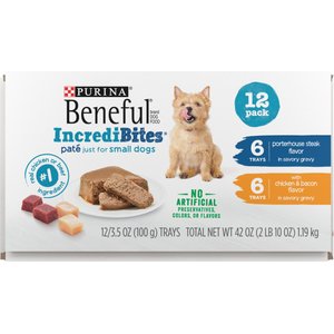 Purina Beneful IncrediBites Chicken & Bacon & Porterhouse Steak Variety Pack Pate Small Wet Dog Food, 3.5-oz can, case of 10