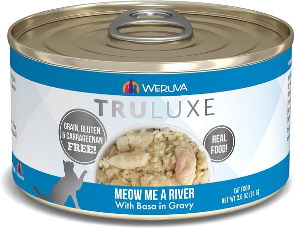 Weruva Truluxe Meow Me A River with Basa in Gravy Grain-Free Canned Cat Food, 3-oz, case of 24 slide 1 of 10