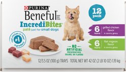 Purina Beneful IncrediBites Grilled Chicken & Filet Mignon Variety Pack Pate Small Wet Dog Food, 3.5-oz can, case of 10