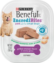 Purina Beneful IncrediBites Grilled Chicken Flavor in a Savory Gravy Pate Small Wet Dog Food, 3.5-oz can, case of 12