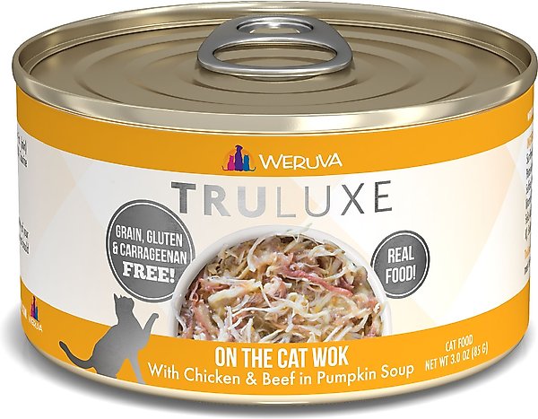 Weruva Truluxe On The Cat Wok with Chicken & Beef in Pumpkin Soup Grain-Free Canned Cat Food, 3-oz, case of 24 slide 1 of 10