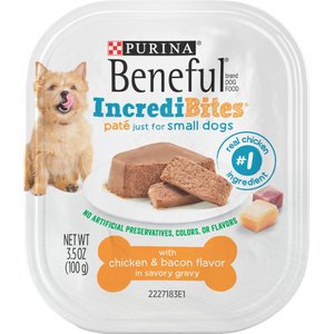 Purina Beneful IncrediBites Chicken & Bacon Flavor in a Savory Gravy Pate Small Wet Dog Food, 3.5-oz can, case of 12