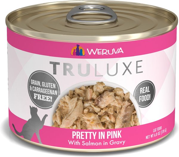 Weruva Truluxe Pretty In Pink with Salmon in Gravy Grain-Free Canned Cat Food, 6-oz, case of 24 slide 1 of 9