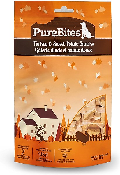 PureBites Holiday Turkey & Sweet Potato Freeze-Dried Dog Treats, 2.5-oz bag