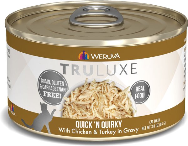 Weruva Truluxe Quick 'N Quirky with Chicken & Turkey in Gravy Grain-Free Canned Cat Food, 3-oz, case of 24 slide 1 of 10