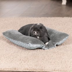 FurHaven Plush Fur & Diamond Print Cuddle Loaf Cat & Dog Bed, Gray, Small