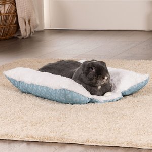 FurHaven Plush Fur & Diamond Print Cuddle Loaf Cat & Dog Bed, Aqua, Small