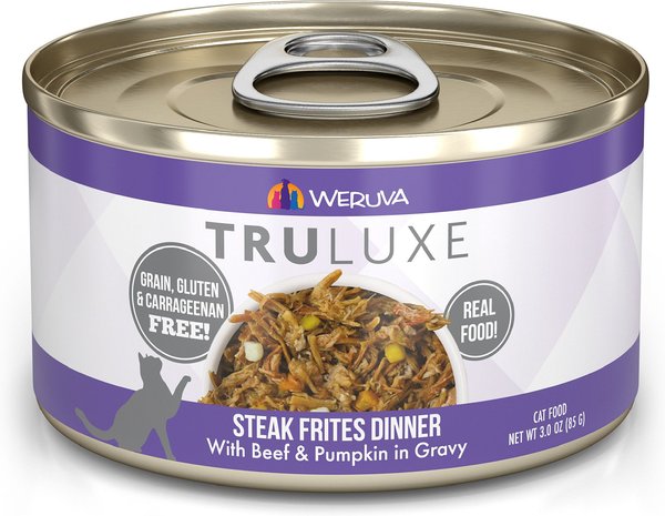 Weruva Truluxe Steak Frites with Beef & Pumpkin in Gravy Grain-Free Canned Cat Food, 3-oz, case of 24 slide 1 of 10