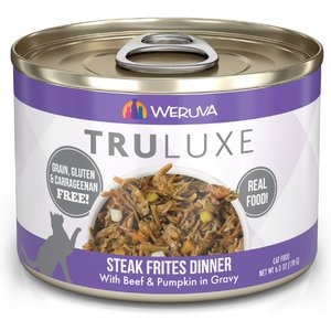 Weruva Truluxe Steak Frites Dinner with Beef & Pumpkin in Gravy Grain-Free Canned Cat Food, 6-oz, case of 24